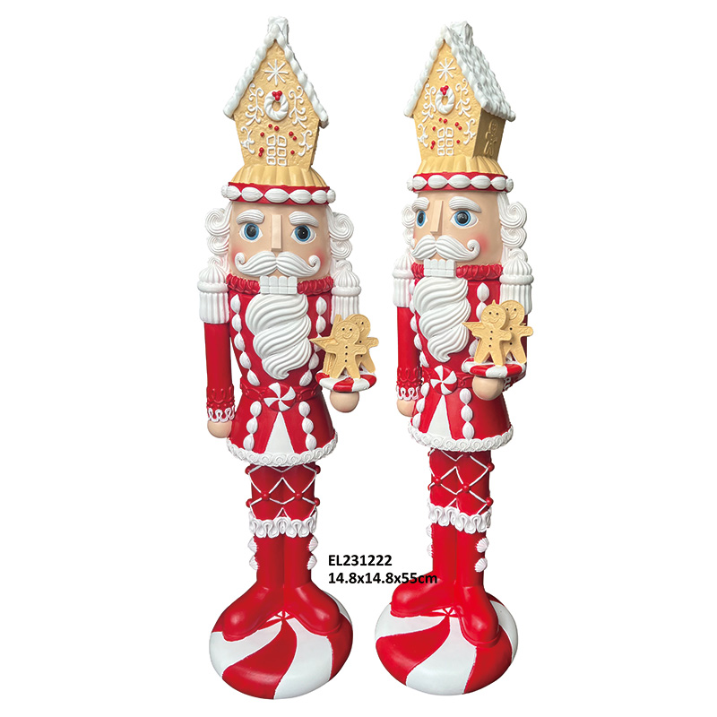 Waa Kirihimete Whakapaipai 55cm Resin Nutcracker ki te Gingerbread me te Peppermint Base (1)