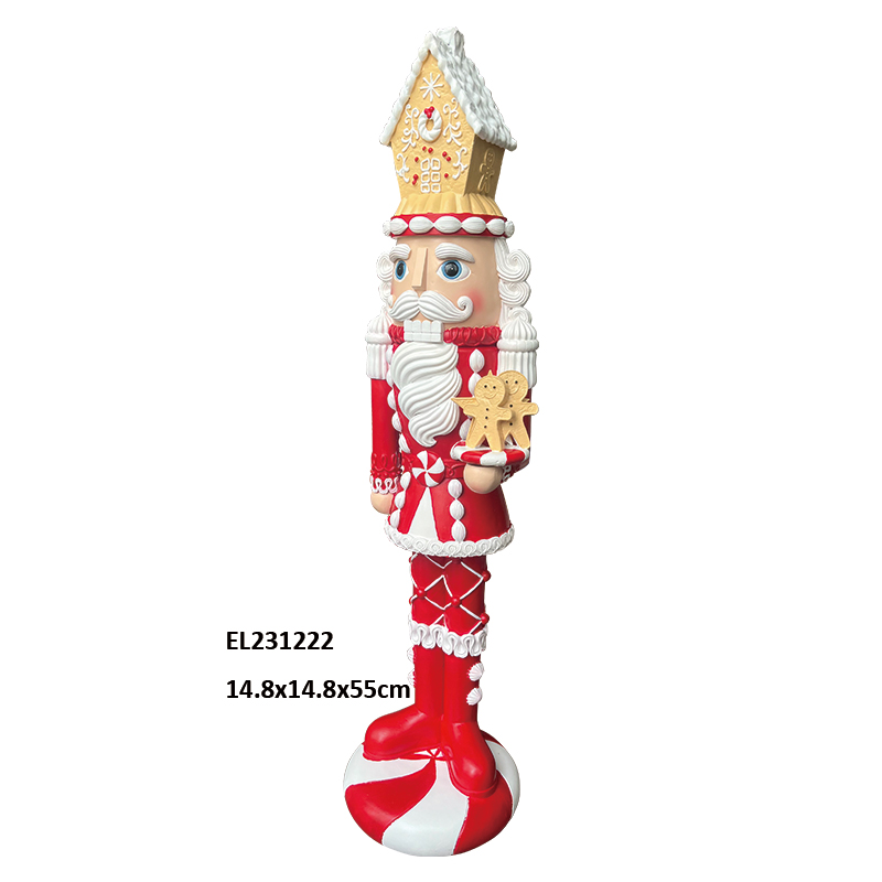 Vaitaimi o le Kerisimasi Teuteu 55cm Resin Nutcracker i le Gingerbread ma Peppermint Base (3)