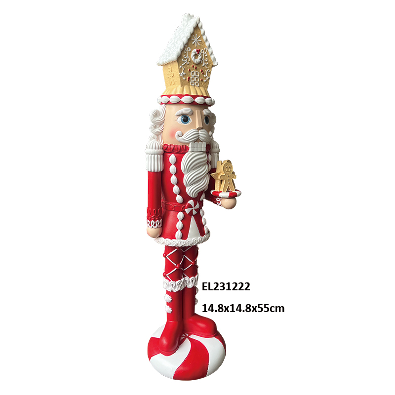 Mwaka weKisimusi Shongedza 55cm Resin Nutcracker neGingerbread uye Peppermint Base (4)