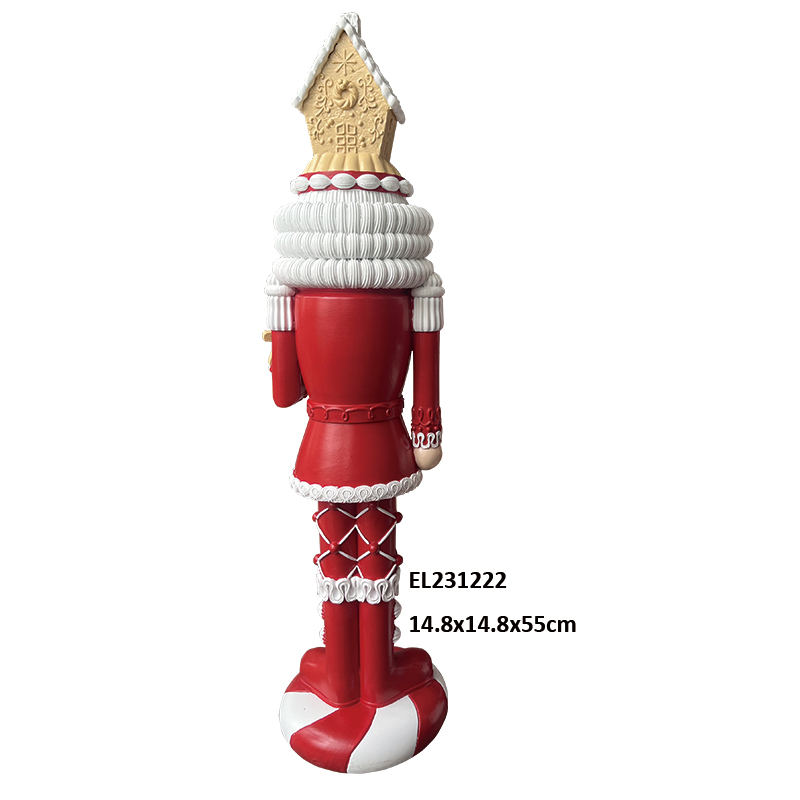 Season ng Pasko Palamutihan ang 55cm Resin Nutcracker na may Gingerbread at Peppermint Base (5)