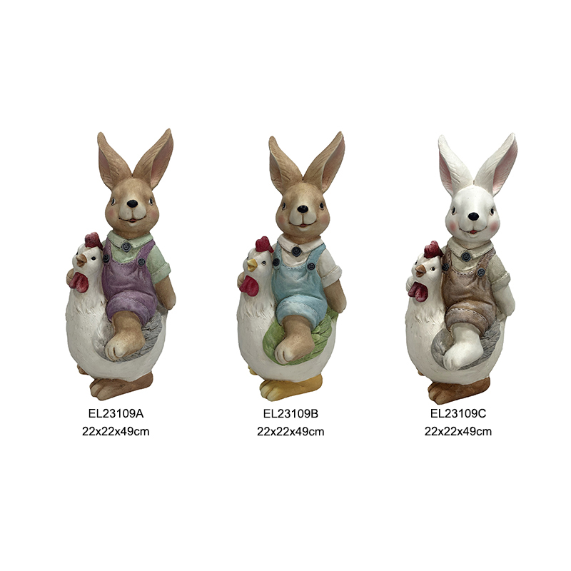 Kumaruwa Charm Rabbit neDhadha Chick Figurine Imba uye Bindu Decor Springtime Indoor nePanze (5)