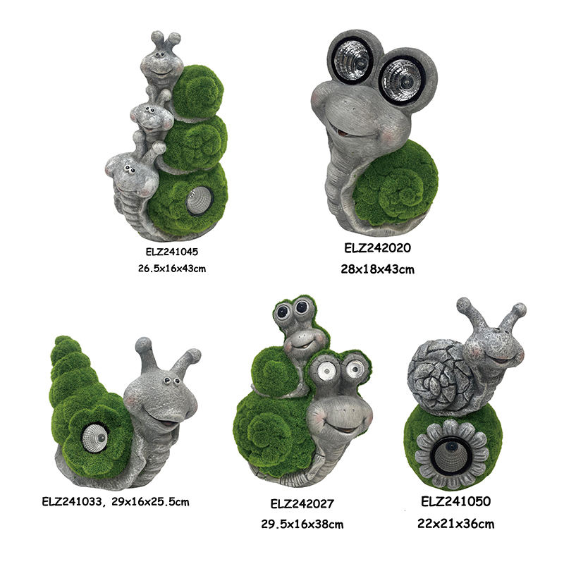 기발한 잔디가 가득한 태양열 달팽이 조각상 야외 장식으로 정원을 강화하세요 (1)