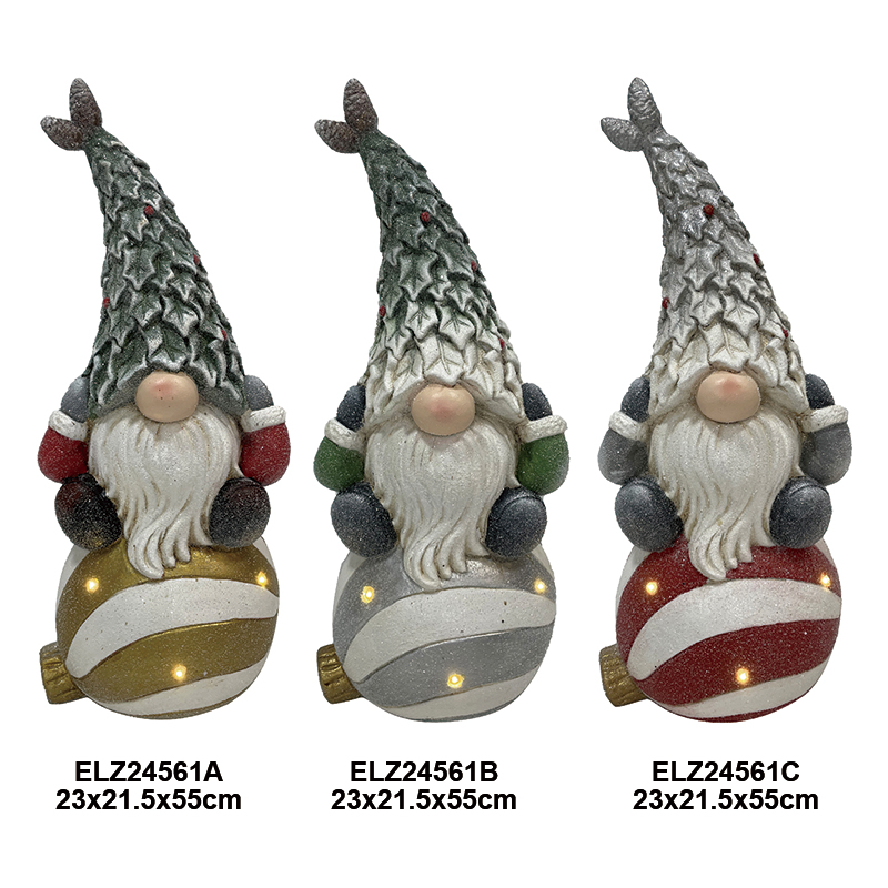 Fiber Clay Natal Gnome Lungguh Ing Xams Ball Deleng Ora Ana Evil Krungu Ora Evil Ngomong Ora Evil Dekorasi Patung (1)