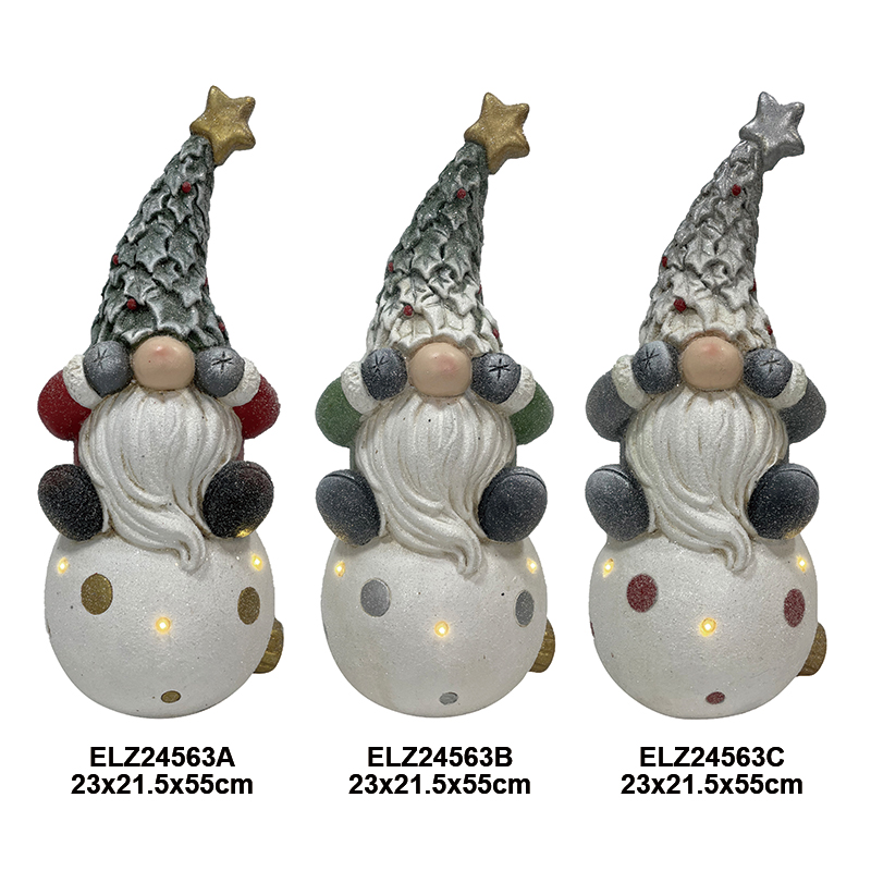 Fiber Clay Christmas Gnome istuu Xams Ballilla See No Evil Hear No Evil Speak No Evil Sisustuspatsaat ( (9)