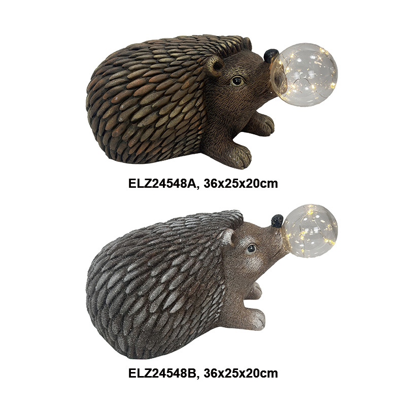 Fiber Clay Delightful Hedgehog With Bulbs Collection Garden Home Outdoor Indoor Decoration (13)