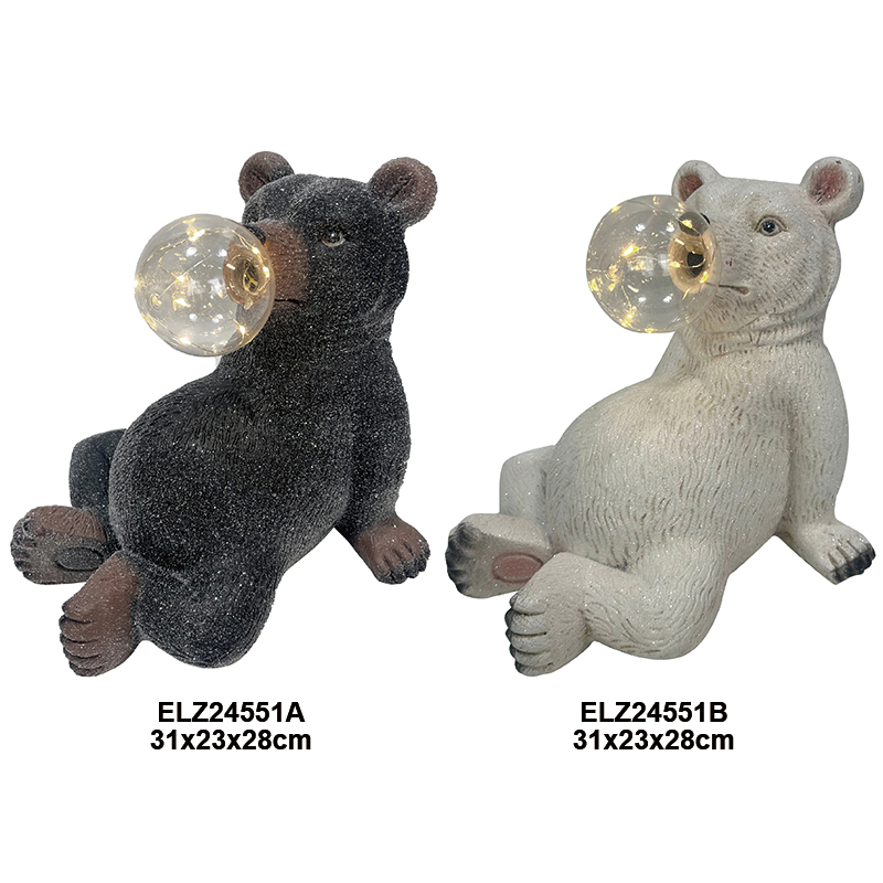 Gaart Dekor Fiber Clay Bear Mat Knollen Kollektioun Bär Statuen Indoor Outdoor Dekoratioun (7)