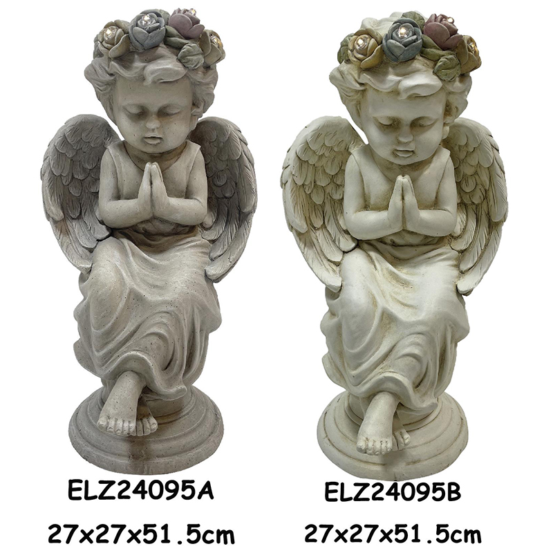 Statues d'ange en prière gracieuse et reposante, décoration intérieure et extérieure fabriquée à la main (1)