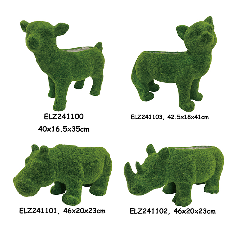 Խոտածածկ կենդանիների արձաններ Garden Deco Pot Բազմակողմանի ձևավորում ներքին և արտաքին օգտագործման համար (1)