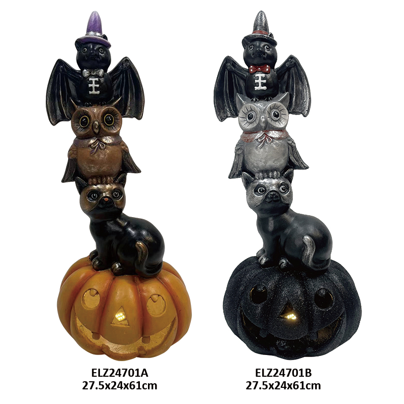 Halloween Vesel Klei-versameling Spooky Cat Uil Gekerfde Pampoen Skelet Gentleman Pumpk (1)