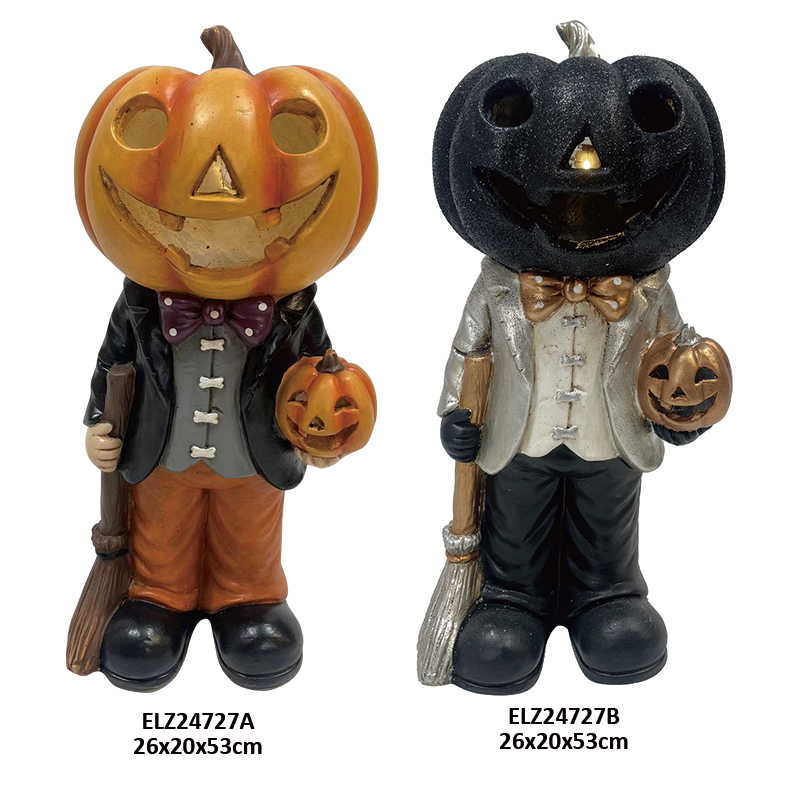 Halloween Fiber Clay Collection Spooky Cat Uil Gesneden Pompoen Skelet Gentleman Pumpk ( (7)