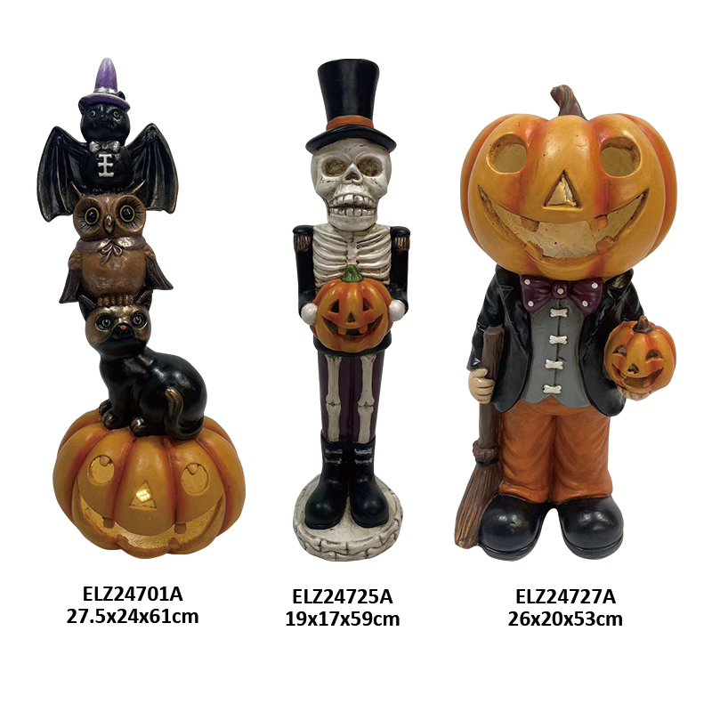 Halloween Fib Clay Koleksyon Spooky Cat Chwèt fè mete pòtre Joumou Skelèt Mesye Pumpk