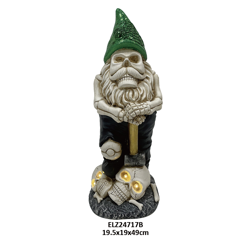 “Halloween Spooky Collection Gnomes” skeleti we kädini göterýär süpürgi pişigi çyrasy (15)