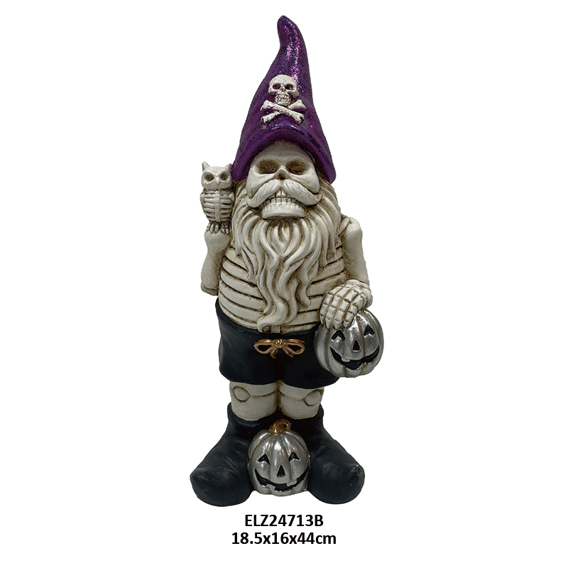 “Halloween Spooky Collection Gnomes” skeleti we kädini göterýär süpürgi pişigi çyrasy (9)