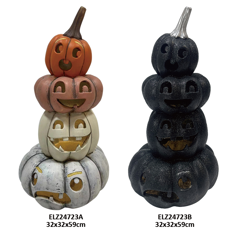 Handgemaakte Fiber Clay Halloween-decoraties Spooky Pumpkin Jack-O-Lantern Holiday Decor (10)