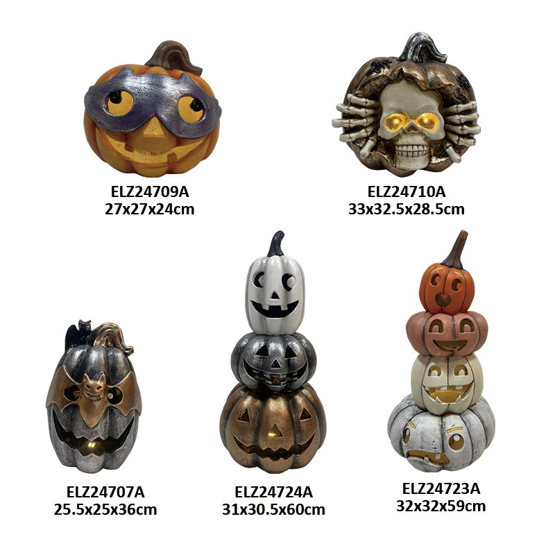 Ručne vyrobené halloweenske dekorácie z vláknitej hliny Strašidelná sviatočná dekorácia z tekvice Jack-O-Lantern