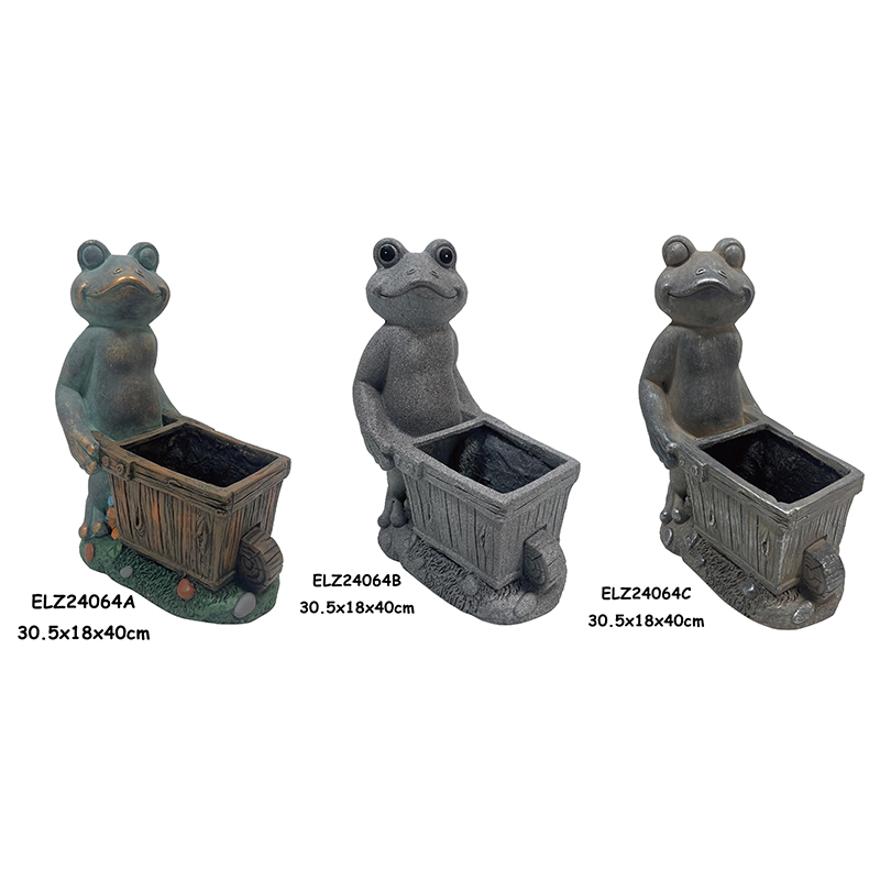 Estatuas de maceteros de ranas hechas a mano Ranas que sostienen maceteros para decoración del hogar y el jardín (1)