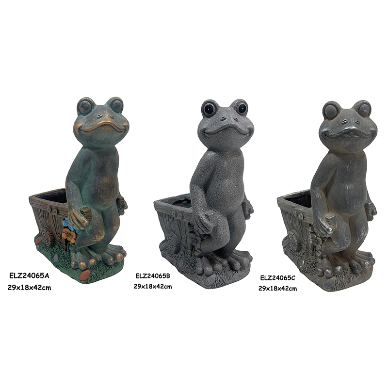 Statues de jardinières de grenouilles fabriquées à la main, grenouilles tenant des jardinières pour la décoration de la maison et du jardin (5)