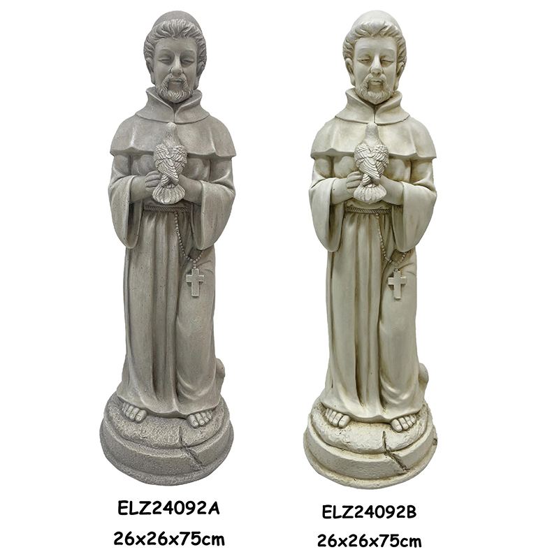 Ručně vyráběné sochy náboženské postavy držící květináč nebo ptačí oblek pro výzdobu domu a zahrady (1)
