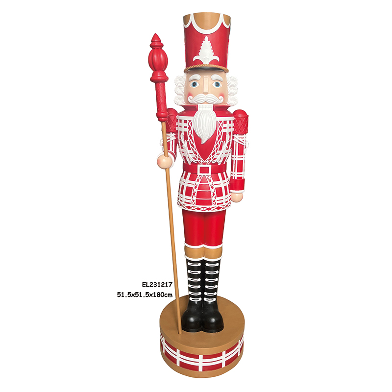 Nyengo ya Tchuthi Chokopa ndi Diso 180cm Kutalika Kofiyira Resin Nutcracker Khrisimasi (1)