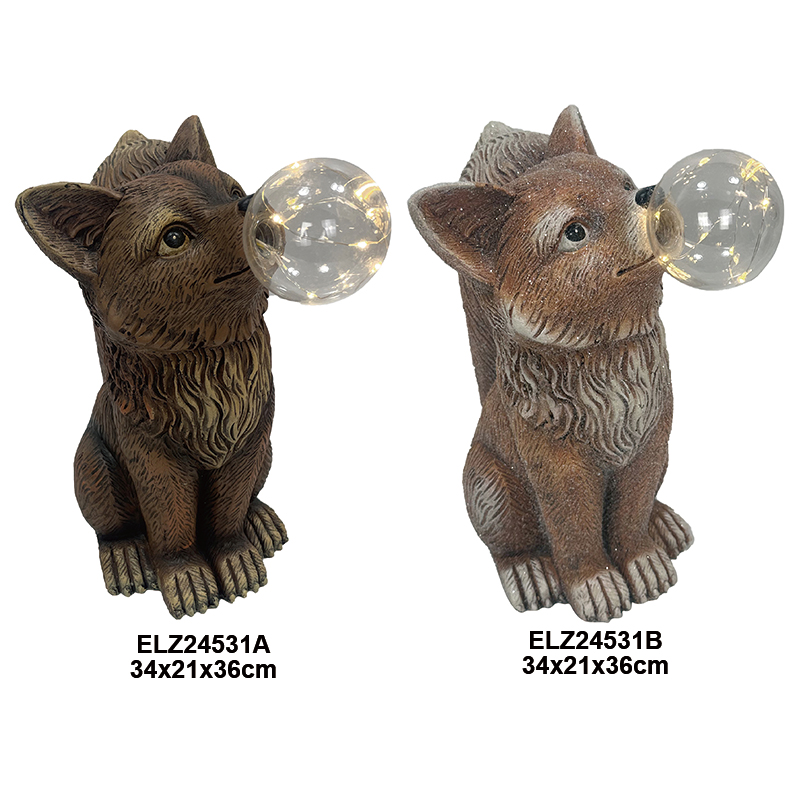 Ohun ọṣọ Ọgba Ile inu ita gbangba ti a ṣe Ọwọ Fiber Clay Fox Isusu Gbigba Awọn Foxes Cute (4)