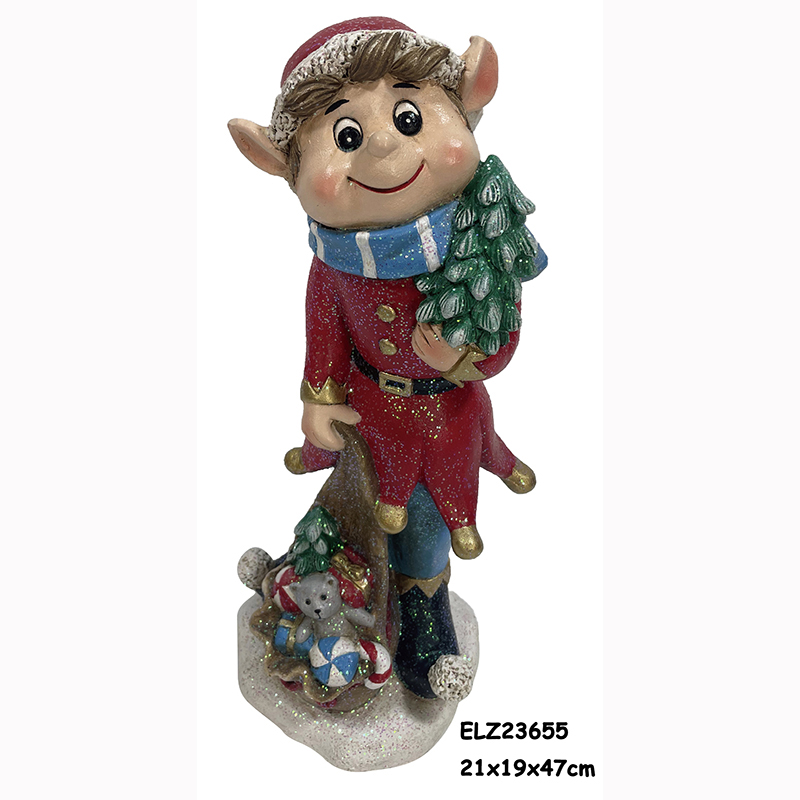 ELF DE FIG DE RESINA AMB RÈTELL DE BENVINGUDA D'ARBRE BOLA NINOCO DE NEU FIGURA DE NADAL LLUM LED DECORACIÓ (3)