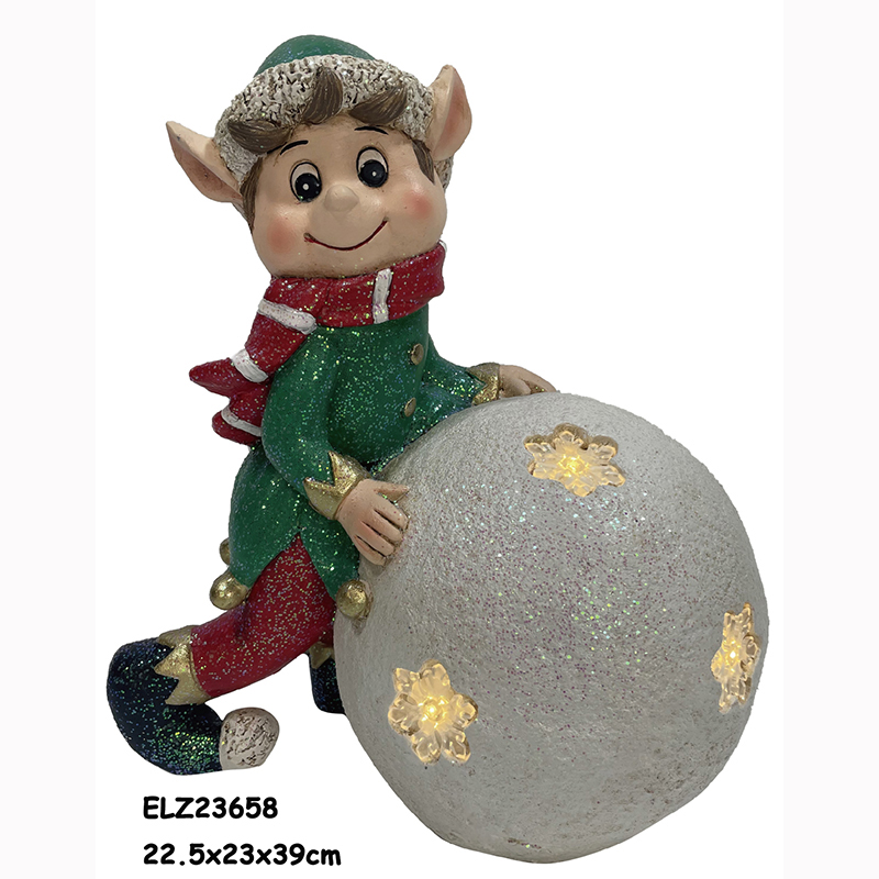 RESIN CLAY ELF TREE WELCOME SIGN SNOWMAN BALL CHRISTMAS FIGURINE LED چىرىغىنىڭ بېزىلىشى (5)