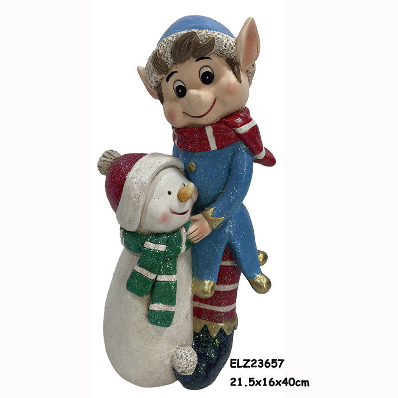 REsin CLAY ELF ILIYO NA MTI KARIBU ALAMA YA SNOWMAN MPIRA WA KRISMASI MAPAMBO YA TAA ZA LED (6)