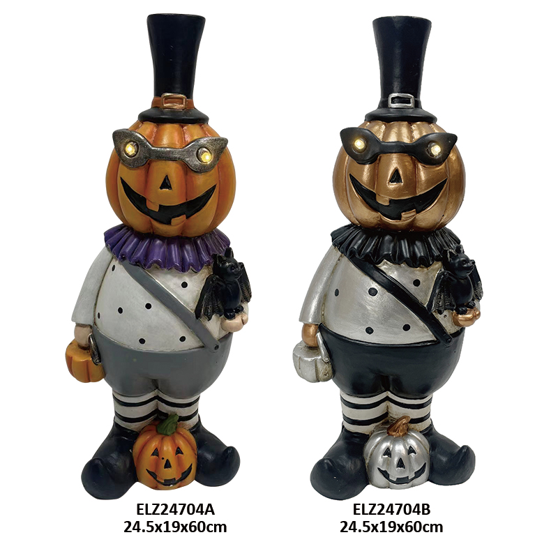 The Mummy Figure Holds Jack-o'-lantern Bowl Frankenstein Figure Dapper Pumpkin-head Ge(7)