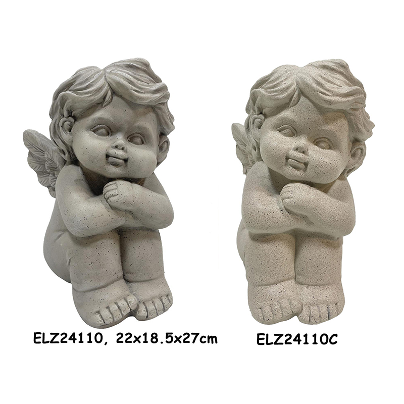 Причудливая коллекция ангелов и херувимов, статуя мальчика, статуи из глины для дома и сада (19)