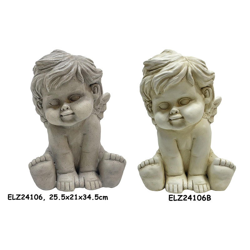 Snodige engler og kjeruber-samling Guttestatue Fiber Clay-statuer for hjem og hage (7)
