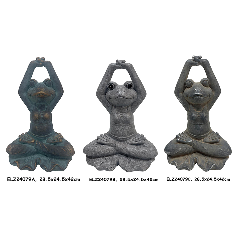 Химерні дизайни Медитація Поза розтягування Грайливі статуї жаби Сади Патіо Прикраси приміщень (21)