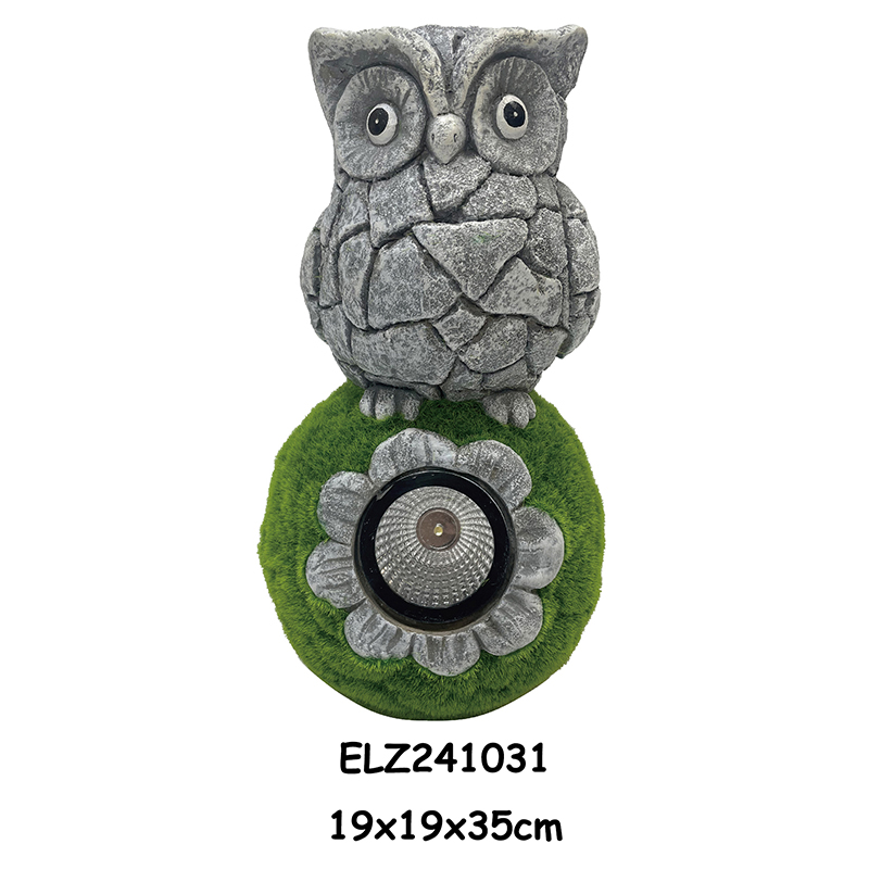 Whimsical Grass-Flocked Solar Owl Statues Domus Et Hortus Decoration Outdoor Decors (2)