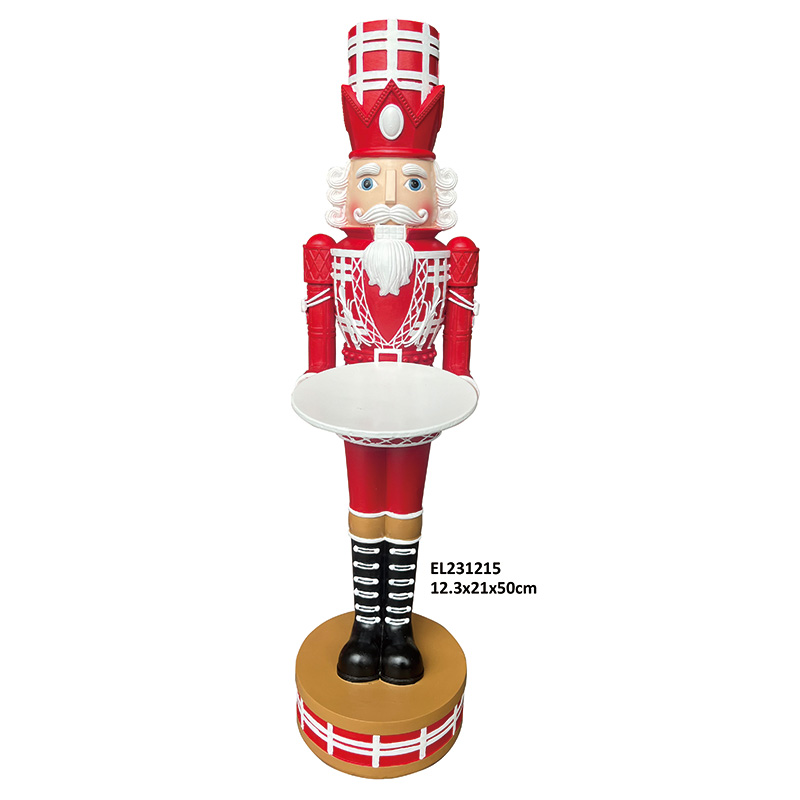 Classic Resin Nutcracker Figure Tabletop Holiday Decor Nutcracker Holding Plate  Christmas Decoration (1)