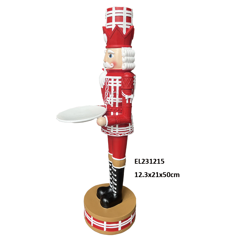 Classic Resin Nutcracker Figure Tabletop Holiday Decor Nutcracker Holding Plate  Christmas Decoration (3)